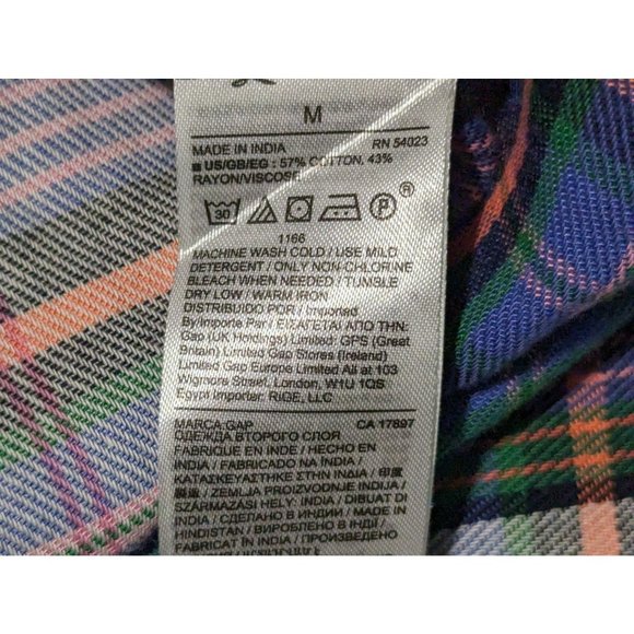 GAP plaid purple long sleeve button up women shirt blouse size M - Picture 7 of 8